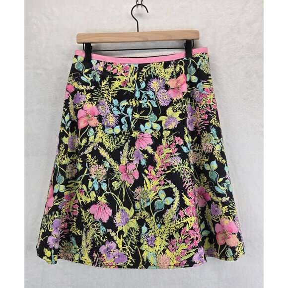 Floral Skirt by Rafaella sz 10 Black Pink A-Line Lined Colorful Preppy Whimsy - Picture 6 of 10